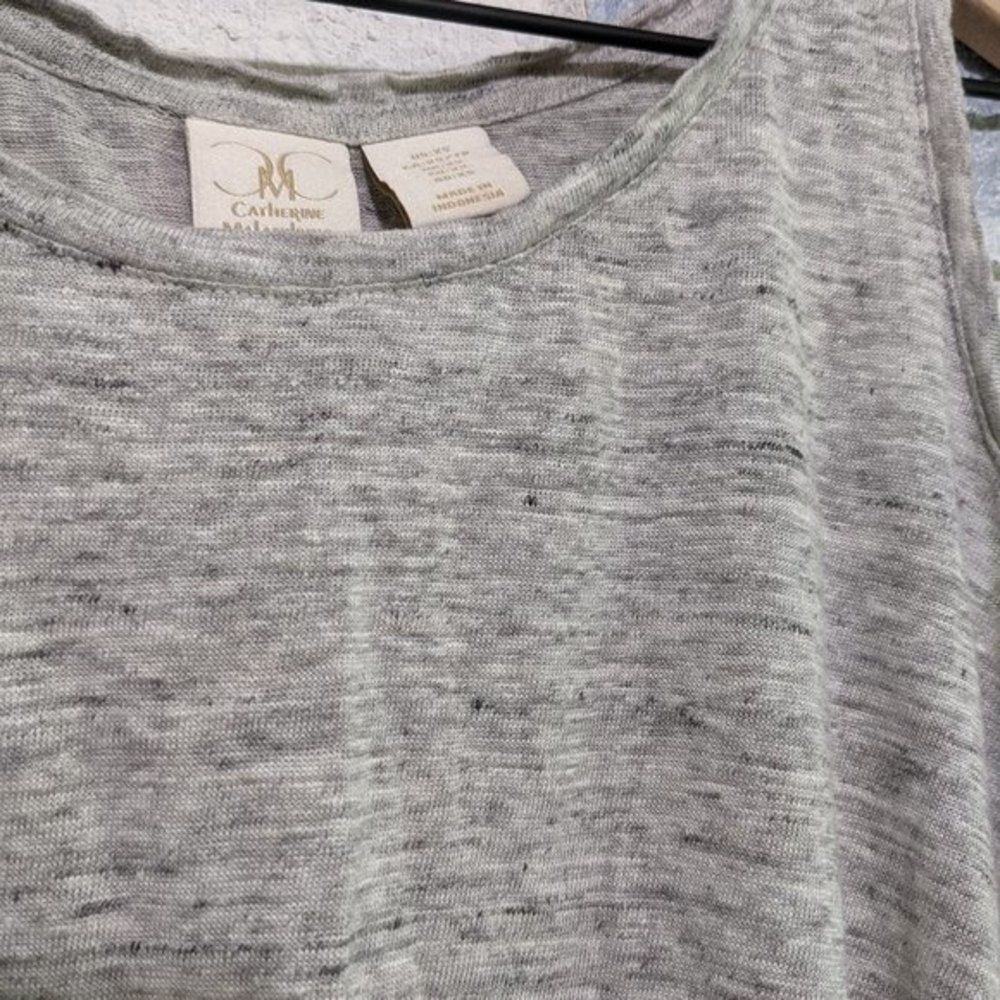 Catherine Malandrino linen crop tank top grey ruffle‎ back sz xs - Picture 3 of 4